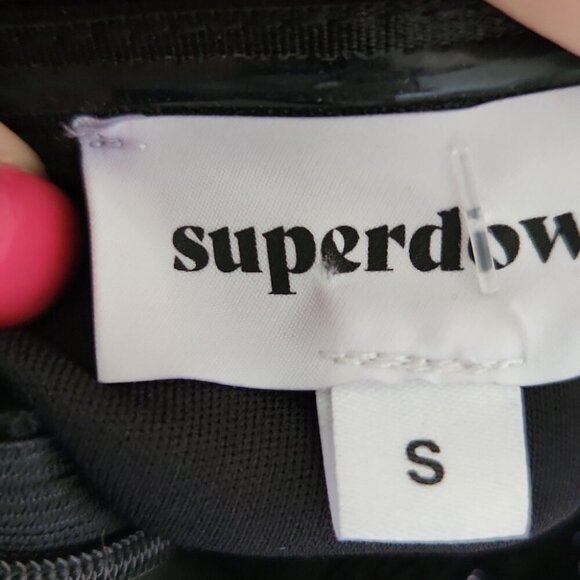 SUPERDOWN | Stevie Sweetheart Mini Dress Black Metallic Velvet Corset Sz S - Picture 7 of 9